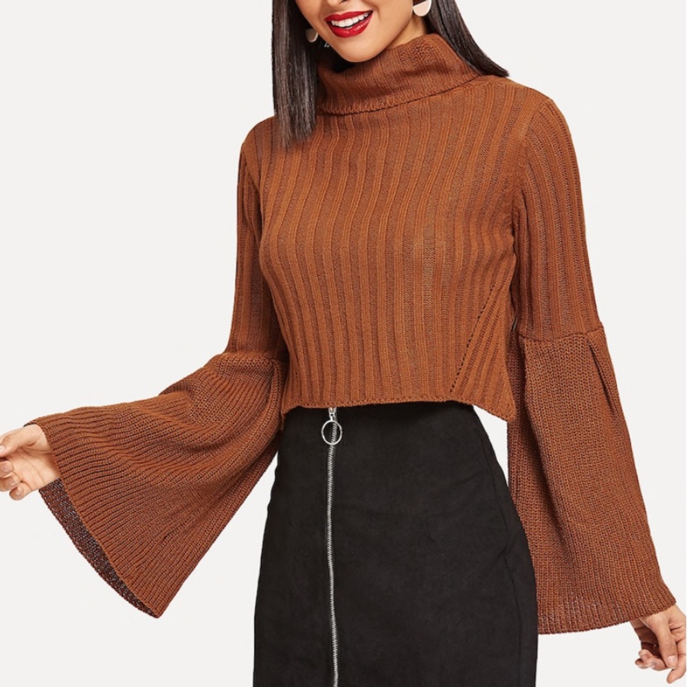 Bell sleeve, roll neck sweater/jumper